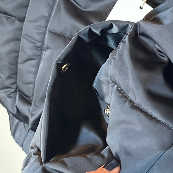 Abercrombie & Fitch Faux Fur Collar Mini Ultra Puffer Black Women's Medium - Picture 5 of 16